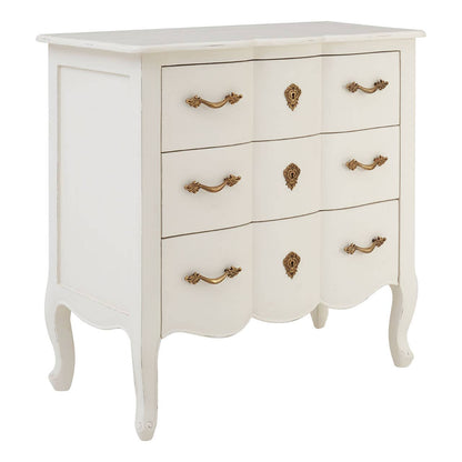 Nest Envy Versailles 3 Drawer Chest - White - Angle View