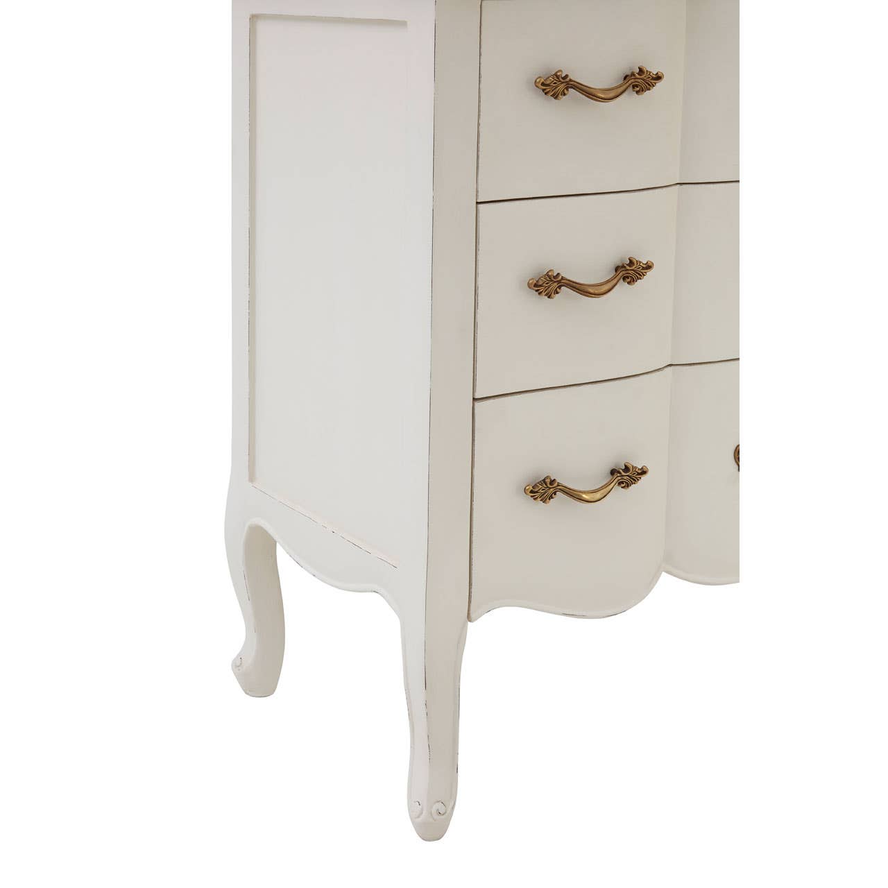 Nest Envy Versailles 3 Drawer Chest - White - Zoomed In Bottom Left