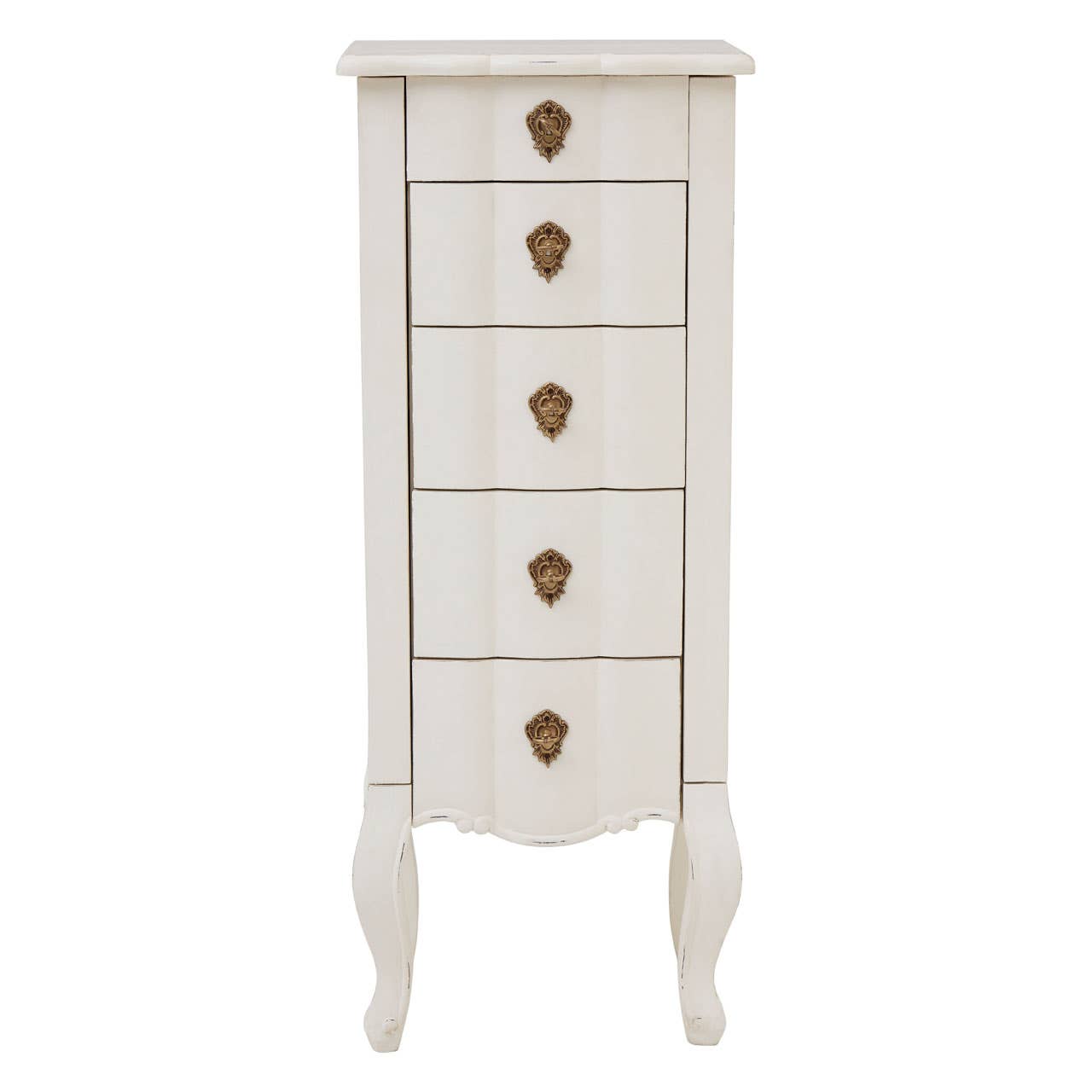 Nest Envy Versailles 5 Drawer Narrow Tallboy Chest - White