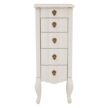 Nest Envy Versailles 5 Drawer Narrow Tallboy Chest - White