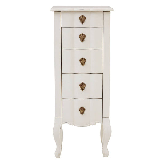 Nest Envy Versailles 5 Drawer Narrow Tallboy Chest - White