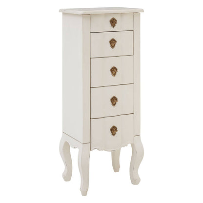 Nest Envy Versailles 5 Drawer Narrow Tallboy Chest - White - Angle View