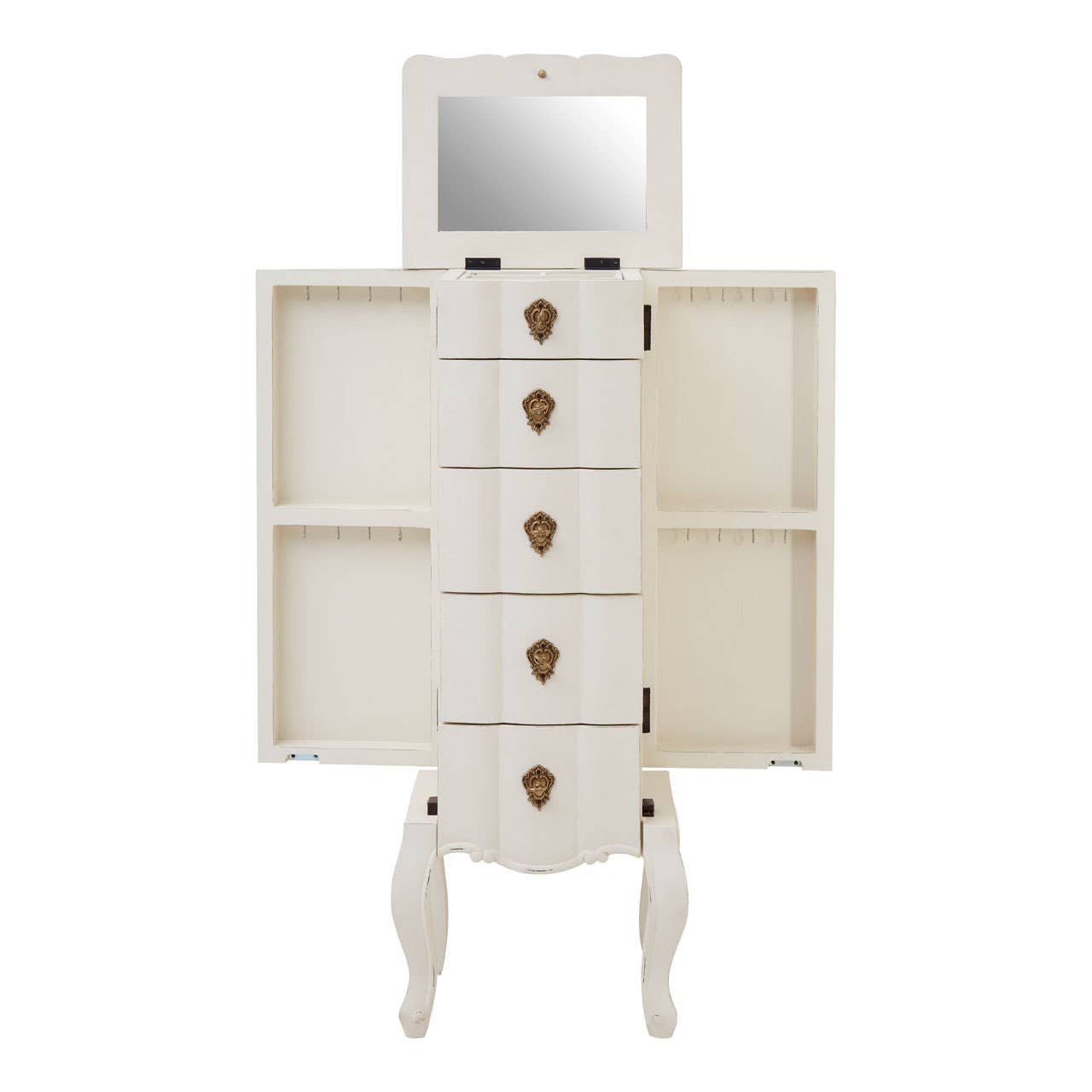 Nest Envy Versailles 5 Drawer Narrow Tallboy Chest - White - Open Sides And Top