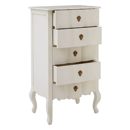 Nest Envy Versailles 5 Drawer Chest - White - Angle View Drawers Open