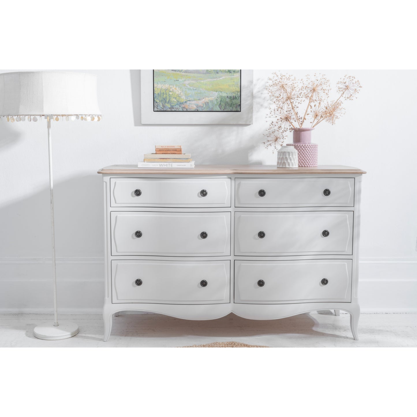 Willis & Gambier Amelie 6 Drawer Oak Chest - White - Lifestyle Image Landscape