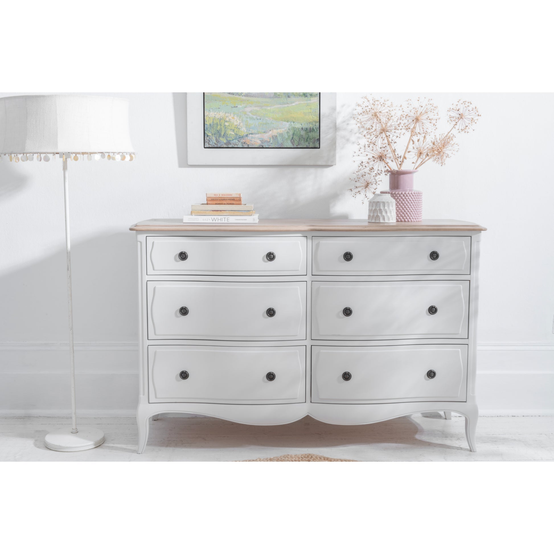 Willis & Gambier Amelie 6 Drawer Oak Chest - White - Lifestyle Image Landscape