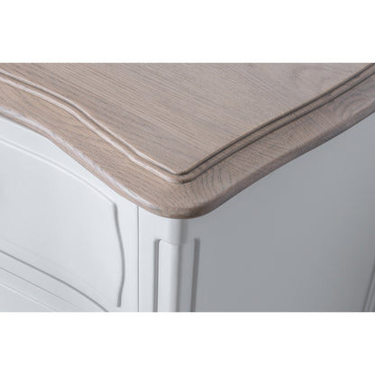 Willis & Gambier Amelie 5 Drawer Oak Narrow Tallboy Chest - White - Zoomed In Top