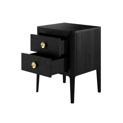 DI Designs Abberley 2 Drawer Bedside Table - Black - Drawers Open