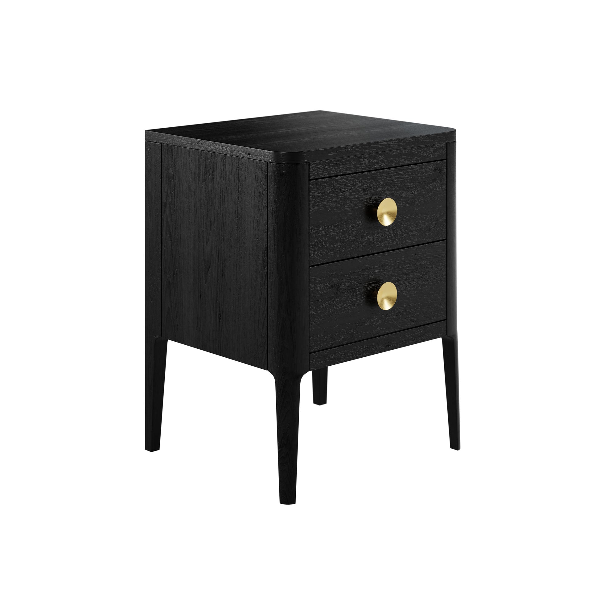 DI Designs Abberley 2 Drawer Bedside Table - Black - Angle View