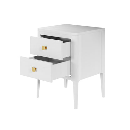 DI Designs Abberley 2 Drawer Bedside Table - White - Drawers Open