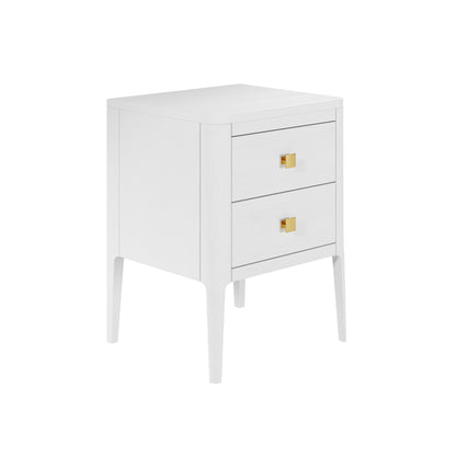 DI Designs Abberley 2 Drawer Bedside Table - White - Angle View