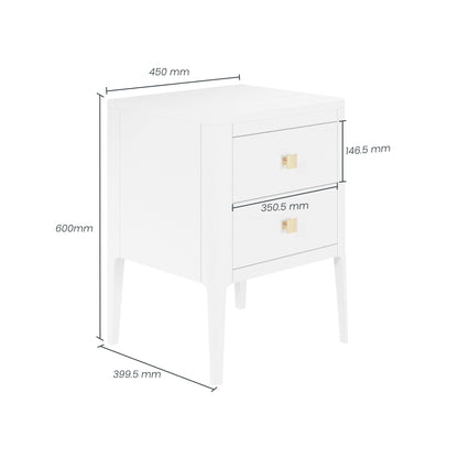 DI Designs Abberley 2 Drawer Bedside Table - White - Infographic