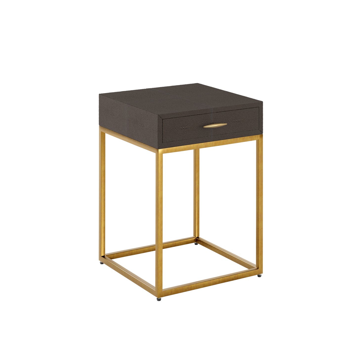 DI Designs Hampton Single Drawer Bedside Table - Brown Shagreen - Angle View