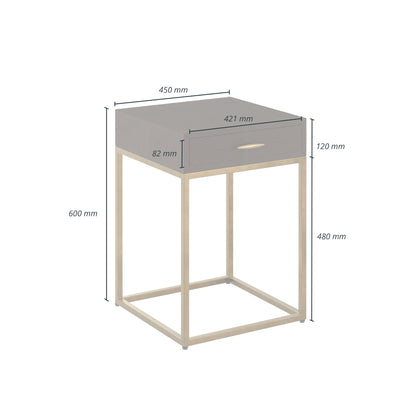 DI Designs Hampton Single Drawer Bedside Table - Brown Shagreen - Infographic