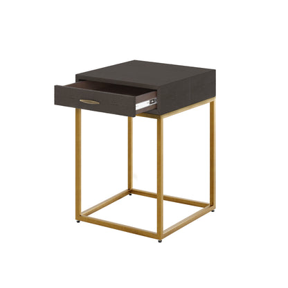 DI Designs Hampton Single Drawer Bedside Table - Brown Shagreen - Drawer Open