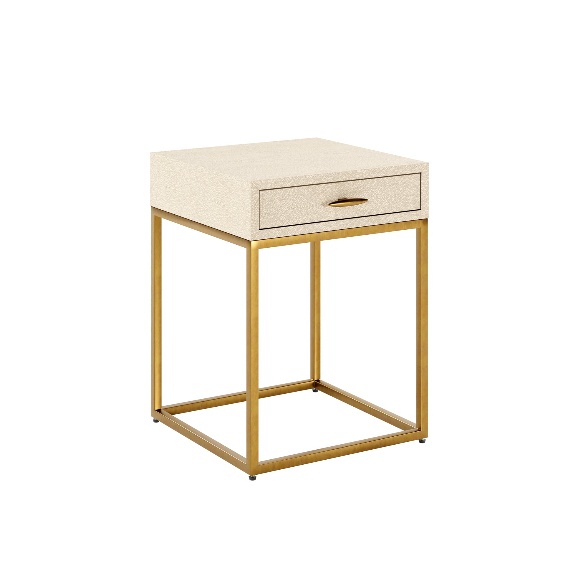 DI Designs Hampton Single Drawer Bedside Table - Ivory Shagreen - Angle View