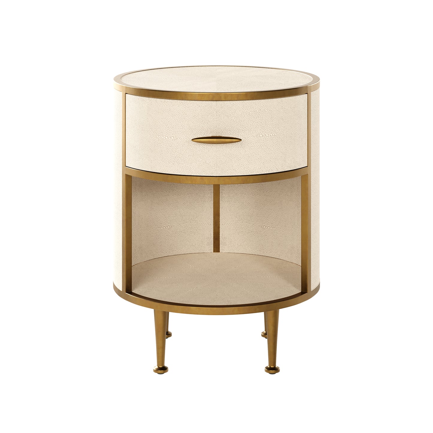 DI Designs Hampton Single Drawer Round Bedside Table - Ivory Shagreen