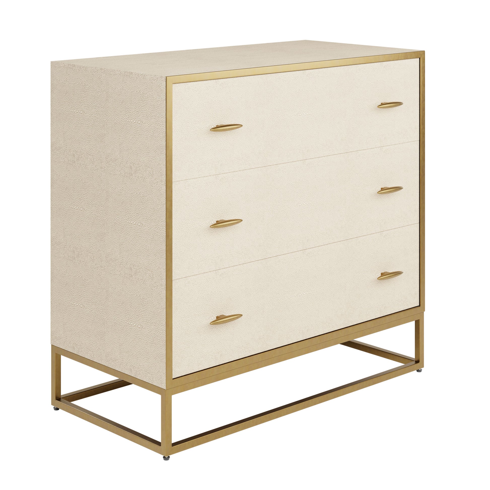 DI Designs Hampton 3 Drawer Chest - Ivory Shagreen - Angle View