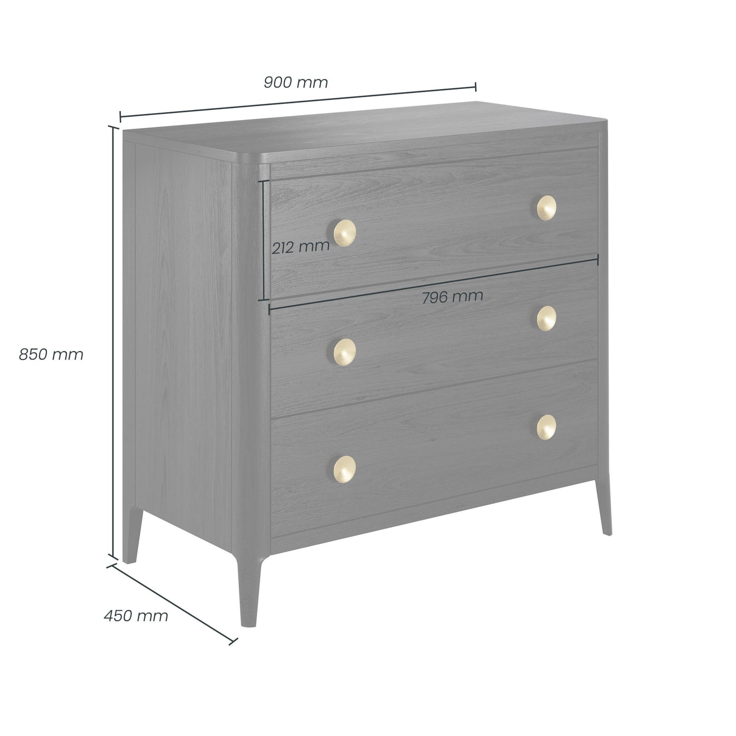 DI Designs Abberley 3 Drawer Chest- Black - Infographic