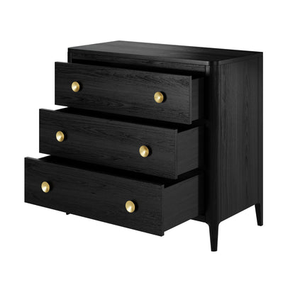 DI Designs Abberley 3 Drawer Chest- Black - Drawers Open