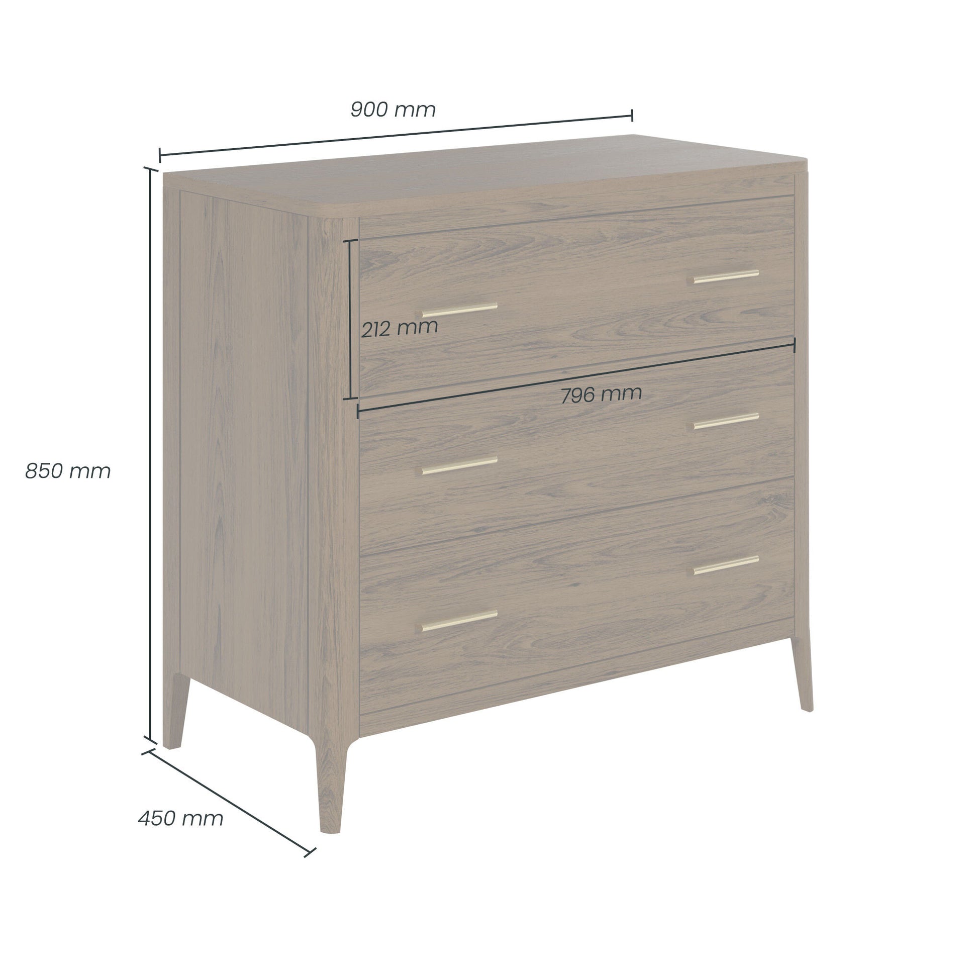 DI Designs Abberley 3 Drawer Chest- Brown - Infographic