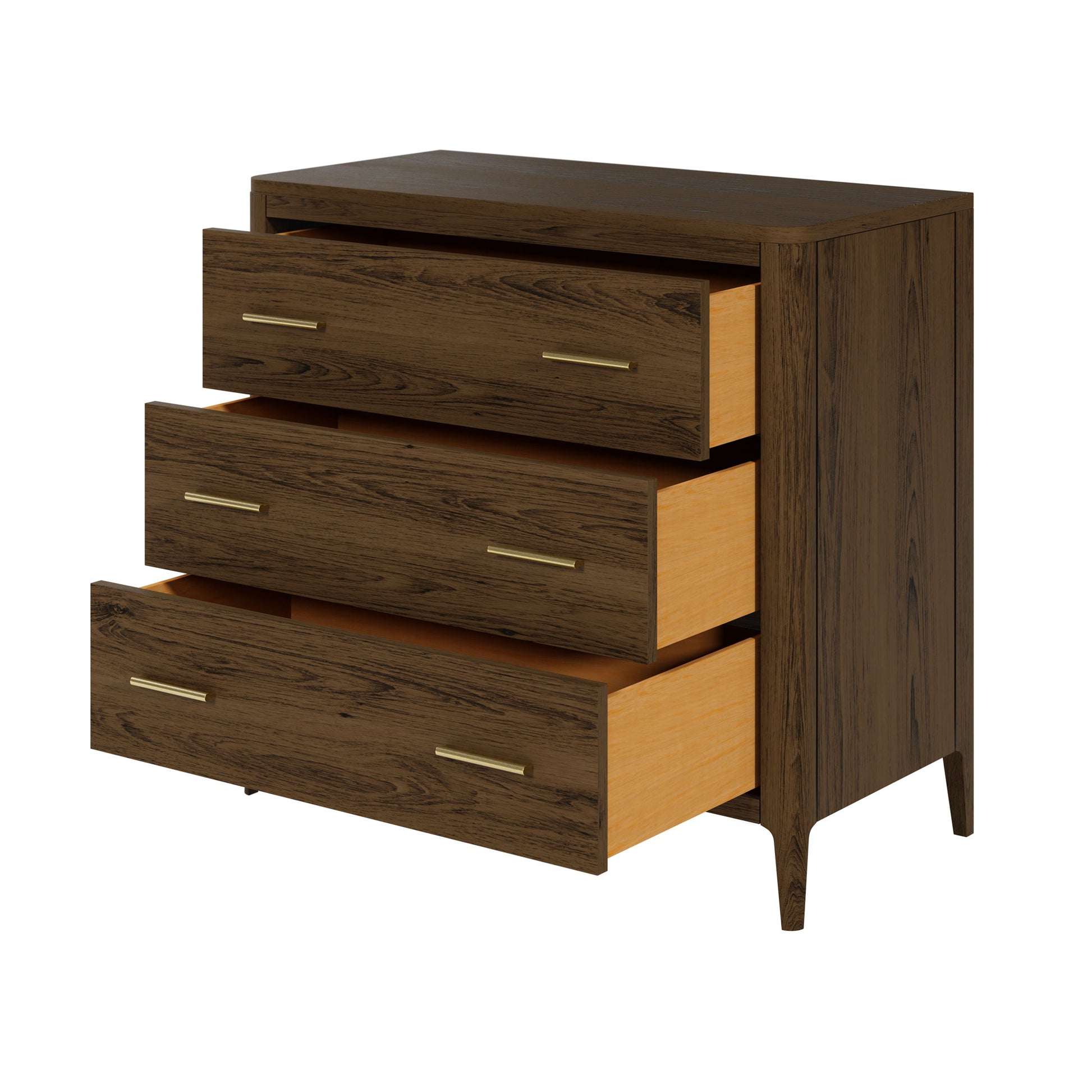 DI Designs Abberley 3 Drawer Chest- Brown - Drawers Open