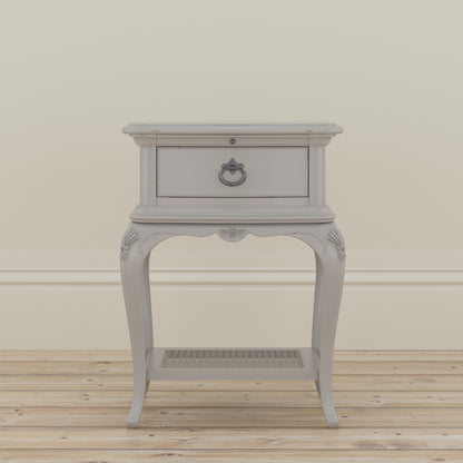 Willis & Gambier Etienne Single Drawer Bedside Table - Grey - Lifestyle Image Basic