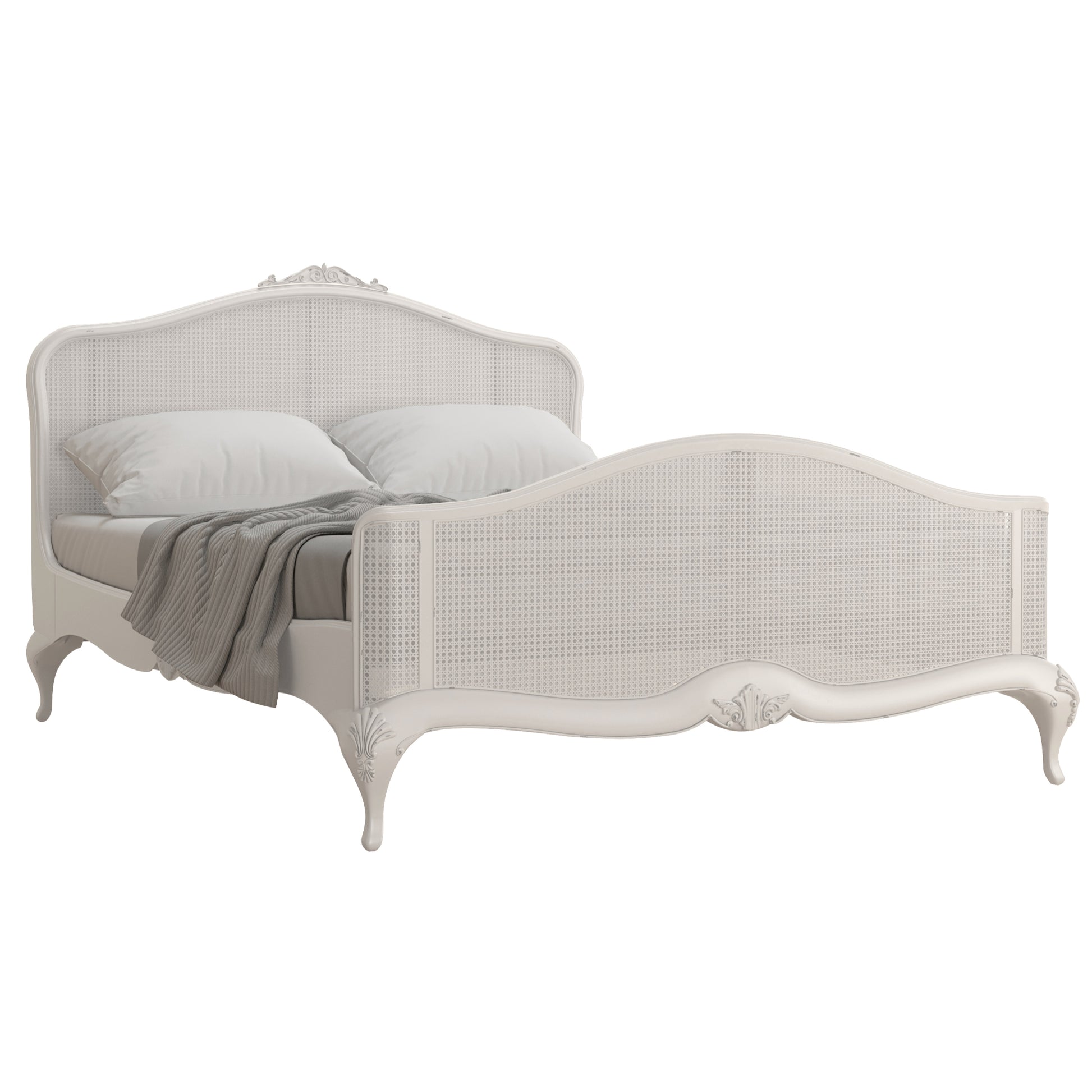 Willis & Gambier Etienne High End Rattan Bed - Grey - Angled View