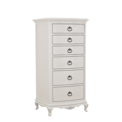 Willis & Gambier Etienne 6 Drawer Narrow Tallboy Chest - Grey - Angled View