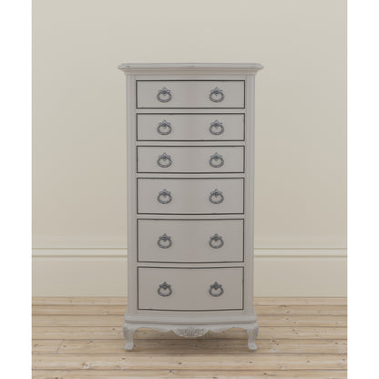 Willis & Gambier Etienne 6 Drawer Narrow Tallboy Chest - Grey - Lifestyle Image Basic
