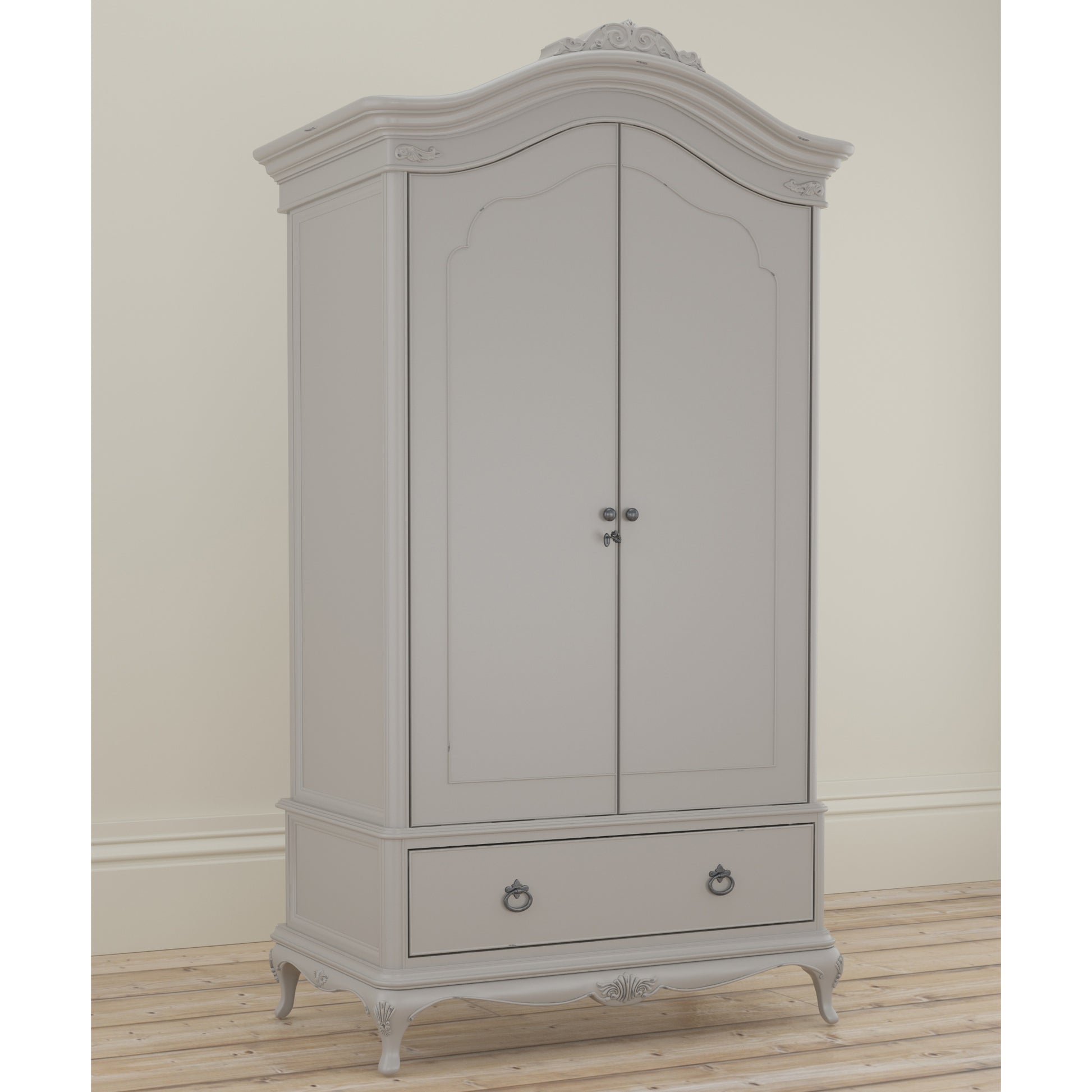 Willis & Gambier Etienne Double Wardrobe - Grey - Lifestyle Image Basic Angled View