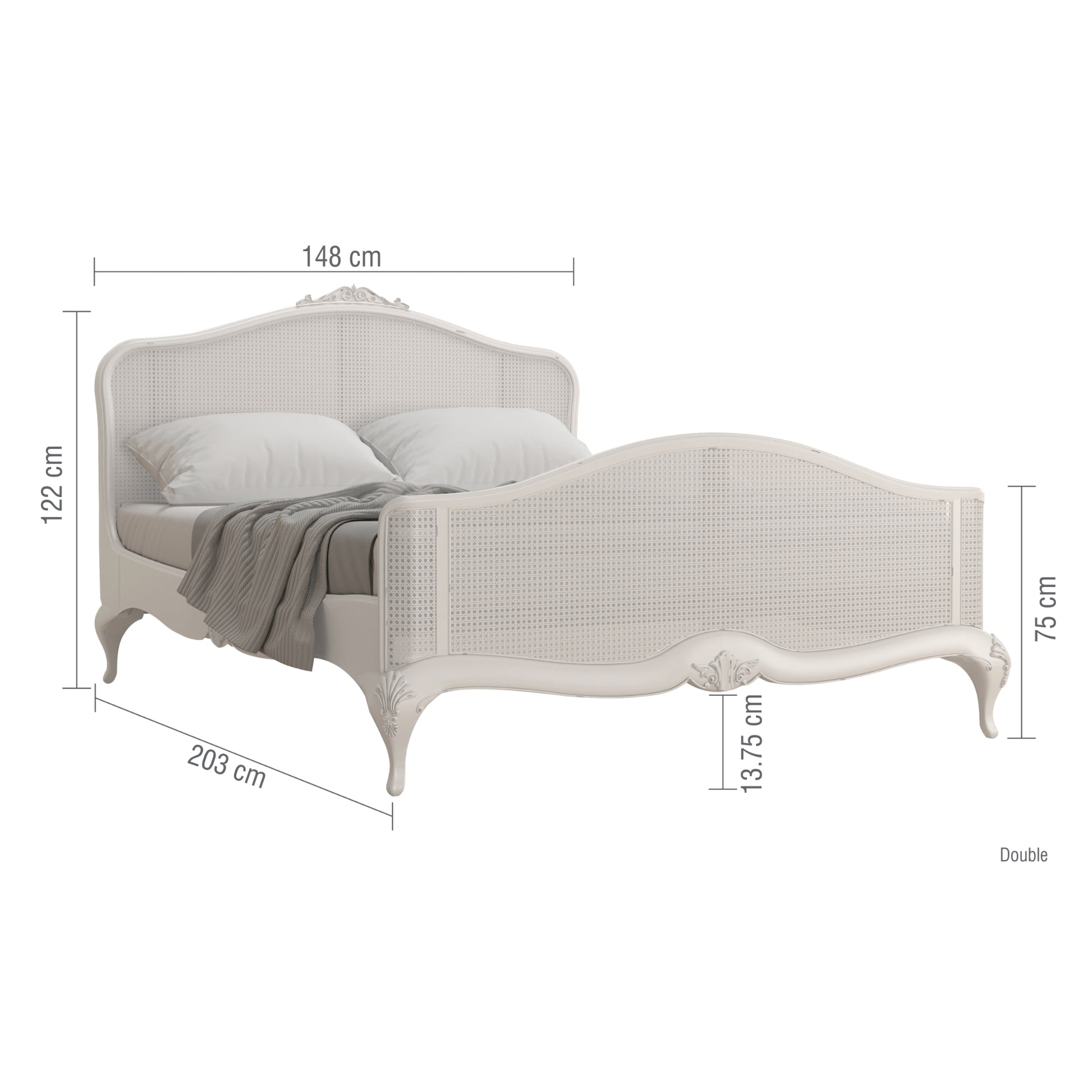 Willis & Gambier Etienne High End Rattan Double Bed - Grey - Infographic