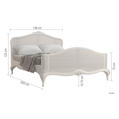 Willis & Gambier Etienne High End Rattan Double Bed - Grey - Infographic