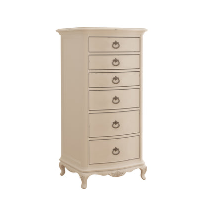 Willis & Gambier Ivory 6 Drawer Narrow Tallboy Chest - Cream - Angled View