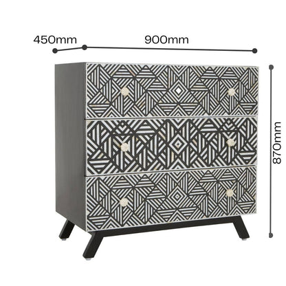 Nest Envy Nexus 3 Drawer Chest - Bone Monochrome - Infographic