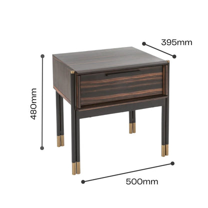Twenty10 Designs Bali Single Drawer Bedside Table - Ebony - Infographic