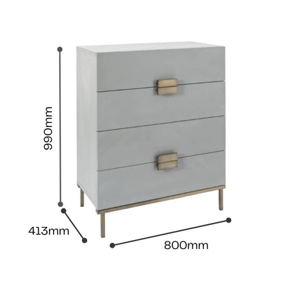 Twenty10 Designs Lilly 4 Drawer Chest - Grey - Infographic