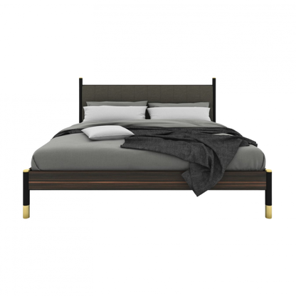 Twenty10 Designs Bali Kingsize Bed - Ebony with Grey Fabric Headboard