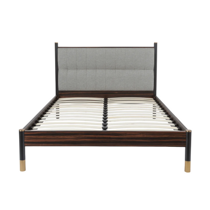 Twenty10 Designs Bali Kingsize Bed - Ebony with Grey Fabric Headboard