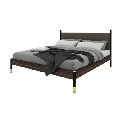 Twenty10 Designs Bali Kingsize Bed - Ebony with Grey Fabric Headboard