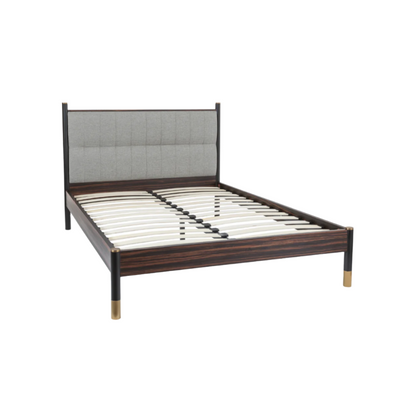 Twenty10 Designs Bali Kingsize Bed - Ebony with Grey Fabric Headboard