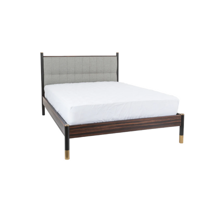 Twenty10 Designs Bali Kingsize Bed - Ebony with Grey Fabric Headboard