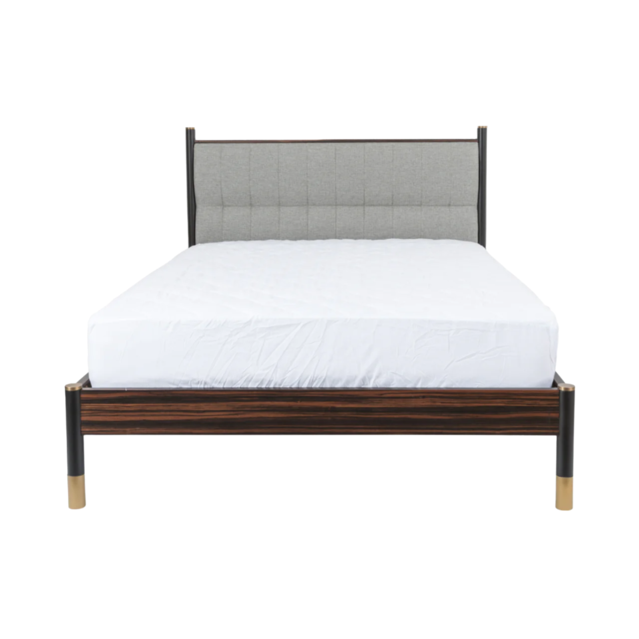 Twenty10 Designs Bali Kingsize Bed - Ebony with Grey Fabric Headboard