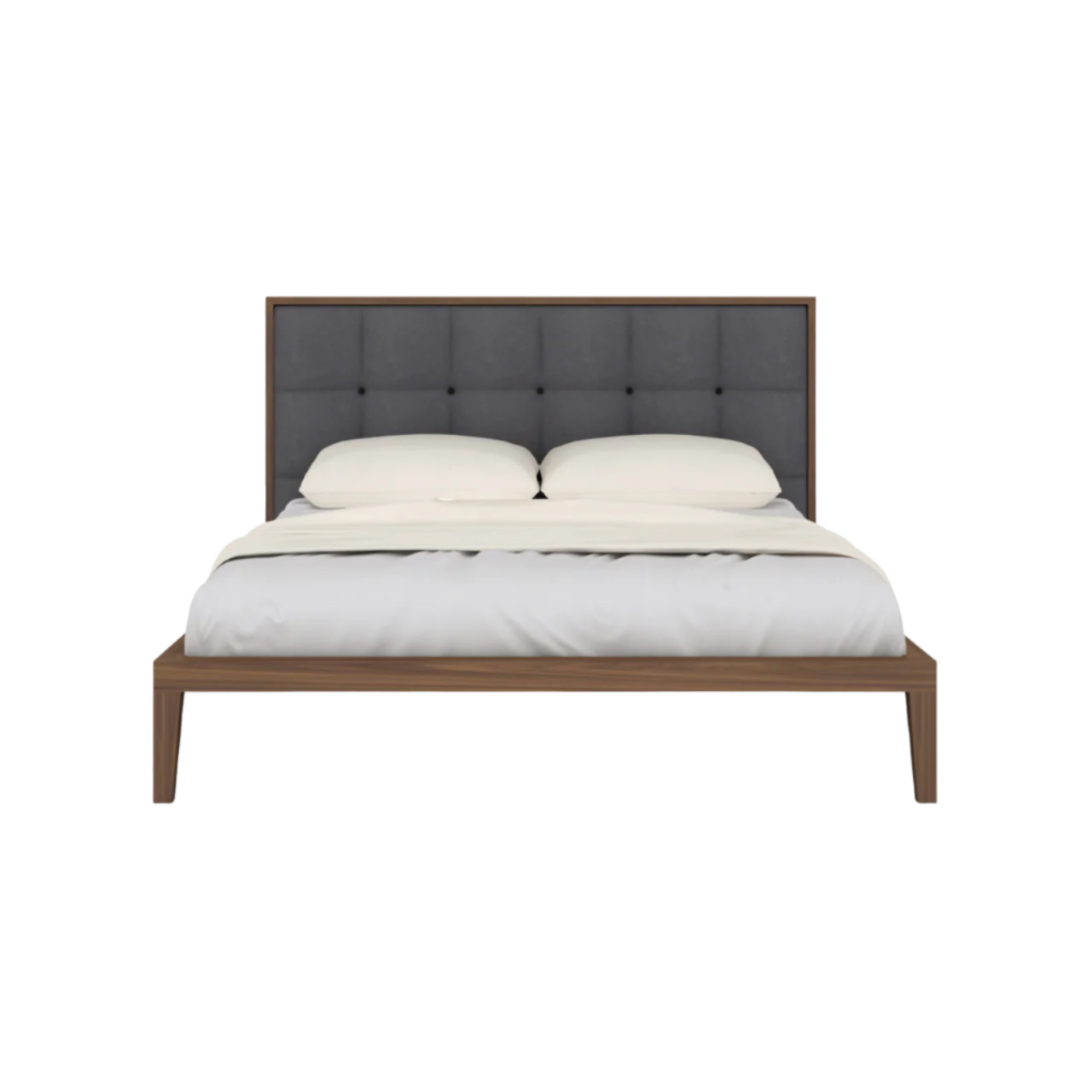 Twenty10 Designs Calla Double Bed - Walnut with Grey Fabric Headboard