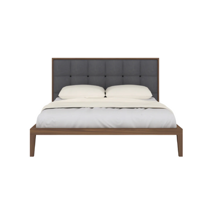 Twenty10 Designs Calla Kingsize Bed - Walnut with Grey Fabric Headboard