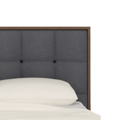 Twenty10 Designs Calla Double Bed - Walnut with Grey Fabric Headboard