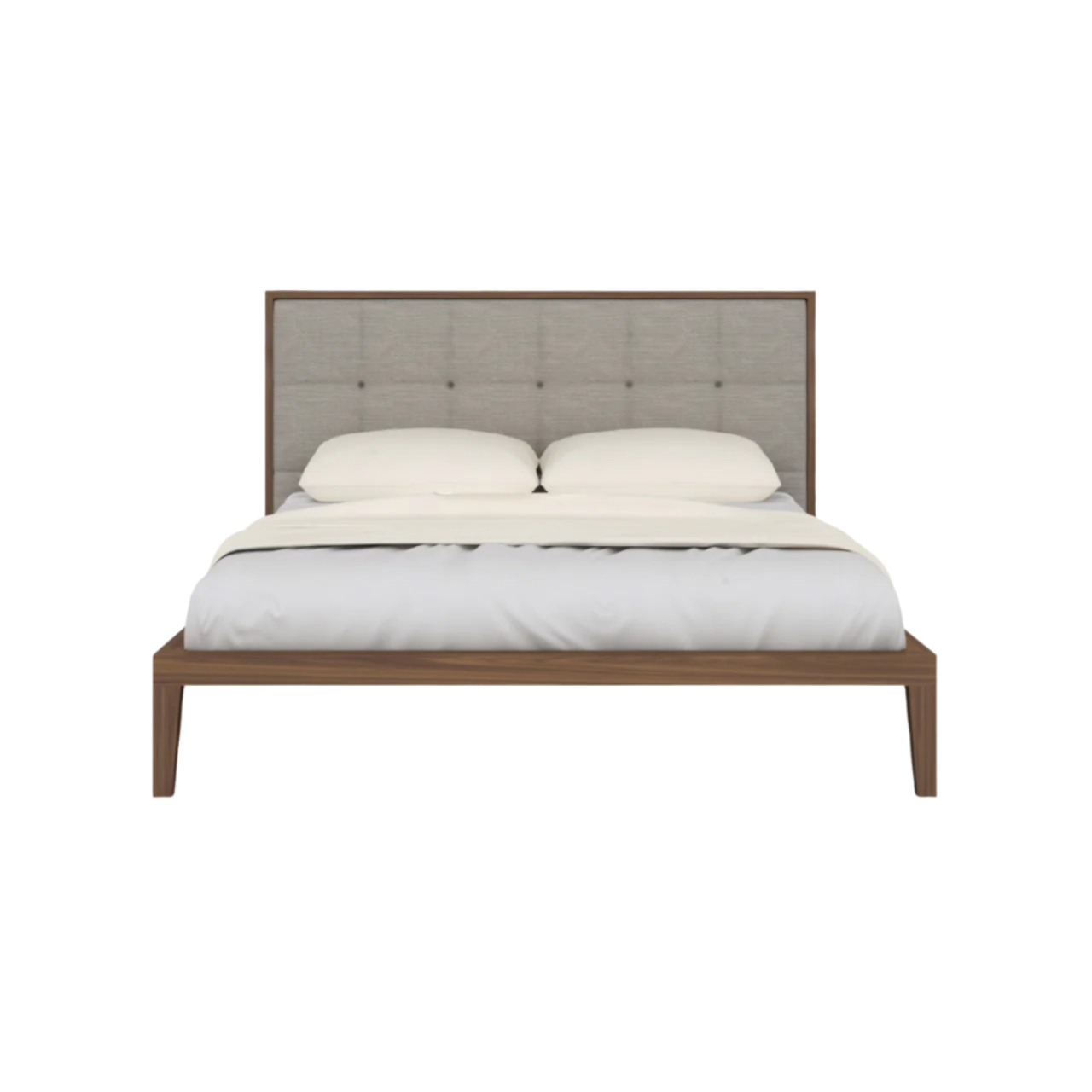 Twenty10 Designs Calla Kingsize Bed - Walnut with Beige Fabric Headboard