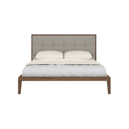 Twenty10 Designs Calla Kingsize Bed - Walnut with Beige Fabric Headboard