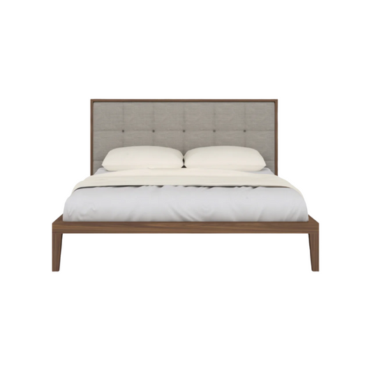 Twenty10 Designs Calla Double Bed - Walnut with Beige Fabric Headboard