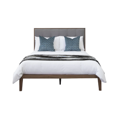 Twenty10 Designs Calla Double Bed - Walnut with Grey Fabric Headboard